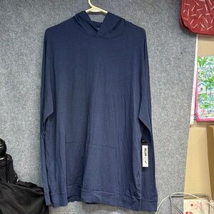 William Rast Pima cotton modal stretchy navy long sleeve hooded shirt XXL NEW